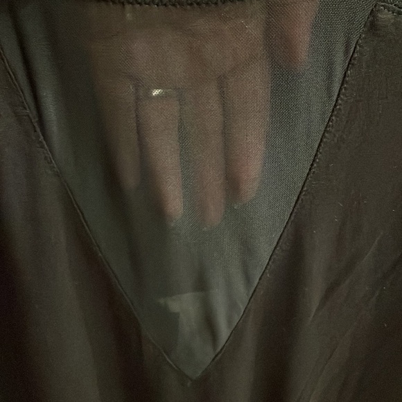 H&M women’s black jersey MESH Sheer V long sleeve bodysuit / leotard size L - Picture 4 of 11